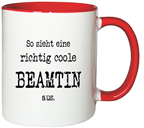 Mister Merchandise Kaffeetasse So Sieht eine richtig Coole Beamtin aus. Teetasse Becher, Farbe: Weiß-Rot von Mister Merchandise