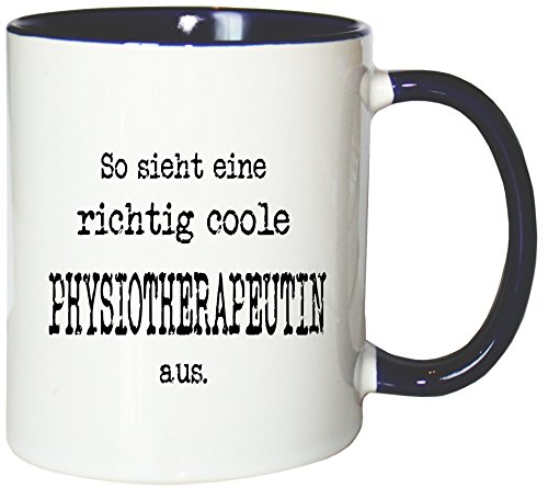 Mister Merchandise Kaffeetasse So Sieht eine richtig Coole Physiotherapeutin aus. Teetasse Becher, Farbe: Weiß-Blau von Mister Merchandise