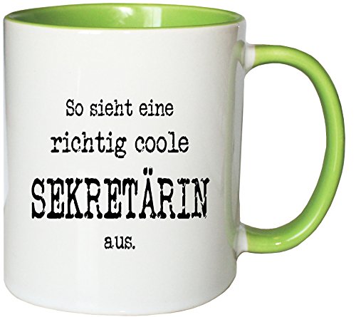 Mister Merchandise Kaffeetasse So Sieht eine richtig Coole Sekretärin aus. Teetasse Becher, Farbe: Weiß-Grün von Mister Merchandise