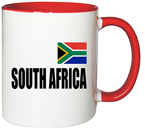 Mister Merchandise Kaffeetasse South Africa Fahne Flag Teetasse Becher, Farbe: Weiß-Rot von Mister Merchandise