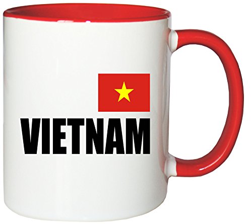 Mister Merchandise Kaffeetasse Vietnam Fahne Flag Teetasse Becher, Farbe: Weiß-Rot von Mister Merchandise