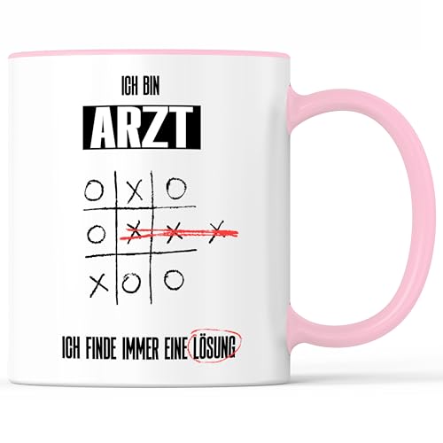 Tasse mit Spruch Arzt intelligent kreativ Lösung Becher Käsekästchen Tic Tac Toe X O - lustiges Geschenk - Kaffeebecher als Geschenkidee - Kaffeetasse 330ml - Weiss-Rosa Tasse mit Spruch Arzt intelligent kreativ Lösung Becher Käsekästchen Tic Tac Toe X O - lustiges Geschenk - Kaffeebecher als Geschenkidee - Kaffeetasse 330ml - Weiss-Rosa von Mister Merchandise