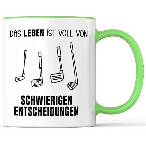 Tasse mit Spruch Golfer Golfschläger Eisen Holz Becher Golfen Golf Schläger - lustiges Geschenk - Kaffeebecher als Geschenkidee - Kaffeetasse 330ml - Weiss-Grün von Mister Merchandise