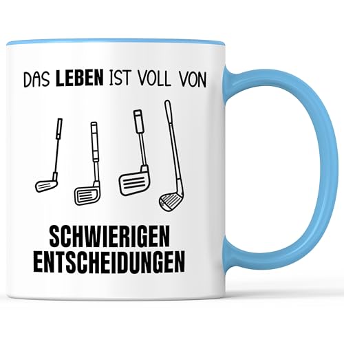 Tasse mit Spruch Golfer Golfschläger Eisen Holz Becher Golfen Golf Schläger - lustiges Geschenk - Kaffeebecher als Geschenkidee - Kaffeetasse 330ml - Weiss-Hellblau von Mister Merchandise