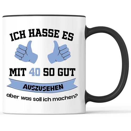 Tasse mit Spruch Ich hasse es mit 40 so gut auszusehen Becher Geburtstag 40igster vierzigster vierzig - lustiges Geschenk - Kaffeebecher als Geschenkidee - Kaffeetasse 330ml - Weiss-Schwarz Tasse mit Spruch Ich hasse es mit 40 so gut auszusehen Becher Geburtstag 40igster vierzigster vierzig - lustiges Geschenk - Kaffeebecher als Geschenkidee - Kaffeetasse 330ml - Weiss-Schwarz von Mister Merchandise
