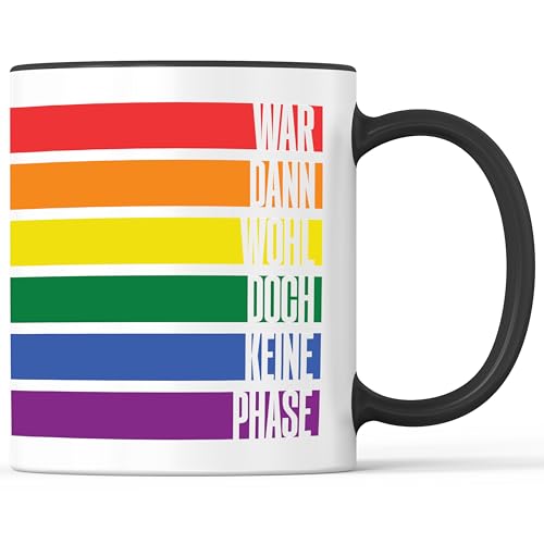 Tasse mit Spruch Keine Phase Regenbogen Fahne Becher LGBTQ Flagge Gay Pride - lustiges Geschenk - Kaffeebecher als Geschenkidee - Kaffeetasse 330ml - Weiss-Schwarz Tasse mit Spruch Keine Phase Regenbogen Fahne Becher LGBTQ Flagge Gay Pride - lustiges Geschenk - Kaffeebecher als Geschenkidee - Kaffeetasse 330ml - Weiss-Schwarz von Mister Merchandise