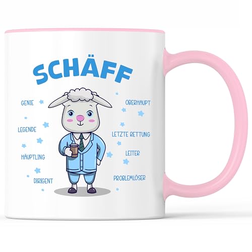 Tasse mit Spruch Schäff Chef Vorgesetzter Becher Leitung Teamleiter - lustiges Geschenk - Kaffeebecher als Geschenkidee - Kaffeetasse 330ml - Weiss-Rosa Tasse mit Spruch Schäff Chef Vorgesetzter Becher Leitung Teamleiter - lustiges Geschenk - Kaffeebecher als Geschenkidee - Kaffeetasse 330ml - Weiss-Rosa von Mister Merchandise