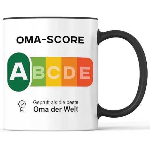 Tasse mit Spruch beste Oma Score Becher geprüft Siegel approved - lustiges Geschenk - Kaffeebecher als Geschenkidee - Kaffeetasse 330ml - Weiss-Schwarz Tasse mit Spruch beste Oma Score Becher geprüft Siegel approved - lustiges Geschenk - Kaffeebecher als Geschenkidee - Kaffeetasse 330ml - Weiss-Schwarz von Mister Merchandise