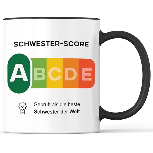 Tasse mit Spruch beste Schwester Score Becher geprüft Siegel approved - lustiges Geschenk - Kaffeebecher als Geschenkidee - Kaffeetasse 330ml - Weiss-Schwarz Tasse mit Spruch beste Schwester Score Becher geprüft Siegel approved - lustiges Geschenk - Kaffeebecher als Geschenkidee - Kaffeetasse 330ml - Weiss-Schwarz von Mister Merchandise
