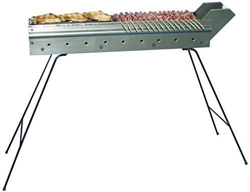 mistermoby Edelstahl Grill für Grillen Spieße Fleisch auf einem Stick Kebab Fleisch Brot Fisch Länge 110 cm Das Original von Mister Moby