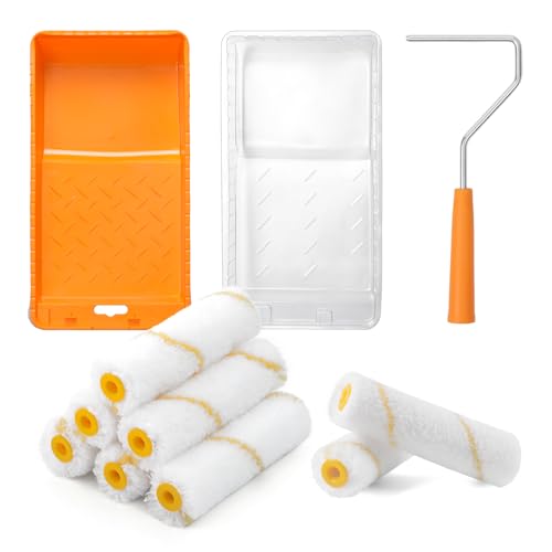 Mister Rui Farbrollerhülse 16 Stück, 4 Zoll Mini Walzen für Holz, Maler- und Renovierungsprojekte kleiner Flächen, verwendet mit den meisten Farben und Flecken von Mister Rui