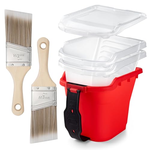 Mister Rui Malpinsel, Farbbecher mit Eimereinlagen, 5,1 cm Pinsel, professionelles Pinsel-Set für glatte Oberfläche, Wand, Möbel, Zierleisten von Mister Rui