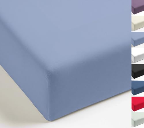 MISTRAL HOME Spannbettlaken Perkal Uni Bettlaken Laken Ägyptische Baumwolle 90x190-100x200 / 140-160x200 / 180-200x200 cm, Farbe:Soft Blue, Größe:100x200cm MISTRAL HOME Spannbettlaken Perkal Uni Bettlaken Laken Ägyptische Baumwolle 90x190-100x200 / 140-160x200 / 180-200x200 cm, Farbe:Soft Blue, Größe:100x200cm von MISTRAL HOME