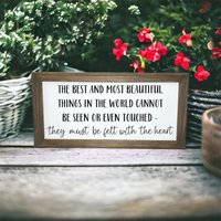 The Best & Most Beautiful Things Are Felt With Heart, Helen Keller Zitat, Inspirierendes Motivationszitat, Einzigartiges Kunst Geschenk von MistsFirstImpression