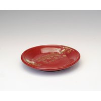 Roter Und Beige Dessertteller, 13, 5 cm Teller, Bunter Kleiner Teller von MistyMorningPots