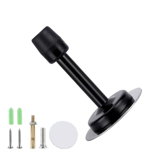 Misuyue Wandtürstopper Wand Edelstahl - 10.5cm Türstopper Hochbelastbare Wandmontage mit Gummipuffer Enthält Befestigungsmittel - Türpuffer(schwarz) von Misuyue
