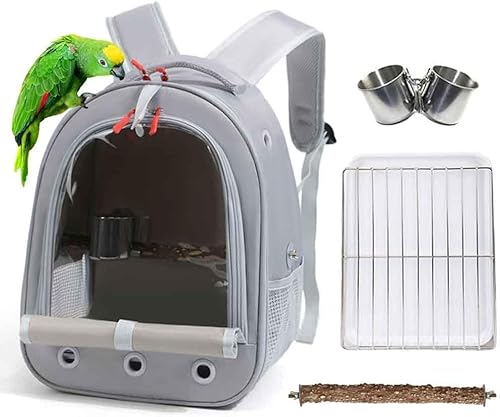Transportkäfig für Vögel, mehrere Belüftungslöcher, transparenter Raumkapsel-Astronauten-Rucksack zum Tragen von Sittichen, Nymphensittichen, Papageien, mit Metallschale, Holzstange Transportkäfig für Vögel, mehrere Belüftungslöcher, transparenter Raumkapsel-Astronauten-Rucksack zum Tragen von Sittichen, Nymphensittichen, Papageien, mit Metallschale, Holzstange von Misyue