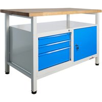 Steinbock® Werkbank Premium, 1 Ablage, 3 Schubladen, 1 Tür, TK 300 kg, HxBxT 840 x 1.200 x 600 mm, RAL 7035/5012 von Steinbock®