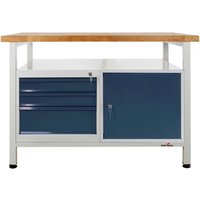 Steinbock® Werkbank Premium, 1 Ablage, 3 Schubladen, 1 Tür, TK 300 kg, HxBxT 840 x 1.200 x 600 mm, RAL 7035/7016 von Steinbock®