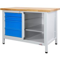 Steinbock® Werkbank Premium, 4 Schubladen, 1 Regalabteil, TK 300 kg, HxBxT 840 x 1.200 x 600 mm, RAL 7035/5012 von Steinbock®