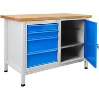 Steinbock® Werkbank Premium, 4 Schubladen, 1 Tür, TK 300 kg, HxBxT 840 x 1.200 x 600 mm, RAL 7035/5012 von Steinbock®