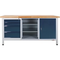 Steinbock® Werkbank Extra, 4 Schubladen, 1 Regalabteil, 1 Tür, TK 500 kg, HxBxT 840 x 1.700 x 600 mm, RAL 7035/7016 von Steinbock®