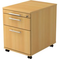 Rollcontainer Cube, 3 Schubladen mit Kunststoff-Griff, HxBxT 590 x 428 x 580 mm, Buche von Hammerbacher