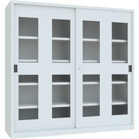 PAVOY Schiebetürenschrank mit Sichtfenstern, 8 Fachböden + Trennwand, HxBxT 1.950 x 2.000 x 600 mm, lichtgrau, lichtgrau von Pavoy