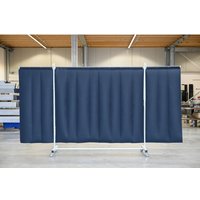 Mobile Schutzstellwand mit Schwenkarmen, nach ISO EN 25980 (EN 1598), 3-tlg., Lamellen 2 mm, dunkelgrün/matt von Jungheinrich PROFISHOP