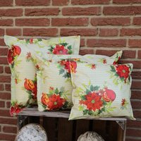 Wachstuch Kissen Granatapfel & Weihnachtsstern - in 3 Größen Weihnachtliche Deko Outdoorkissen Für Balkon Und Garten von MitLiebeDekoriert