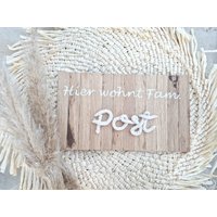 Holzschild Mit Kordel-Schriftzug Name Familienname Klötzchendeko Holzdeko Eiche Geschenk Eingang Haustür Vorgarten von MitLiebePost