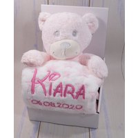 Geschenkset - Babydecke Mit Namen + Teddybär- Rosa Stm-13 Geschenk Geburt Taufe | 111016 von MitNamen