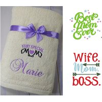 Muttertag - Geschenk Für Mutter Duschtuch Mit Namen Und Motiv 70x140 cm 100 % Baumwolle Handtuch von MitNamen