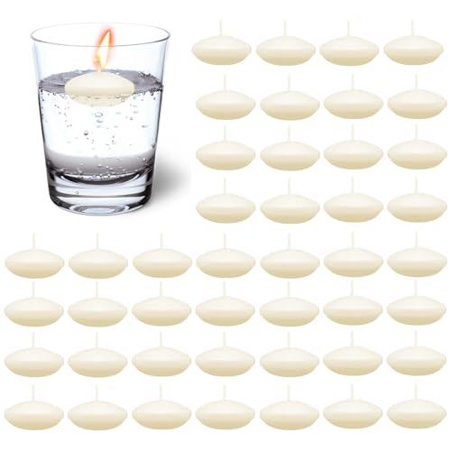 45 Stück Schwimmkerzen, Schwimmkerzen Wachs, Schwimmende Wasserdichter Teelichter Kerzen Schwimmkerzen (Elfenbeinweiß) von Mitening