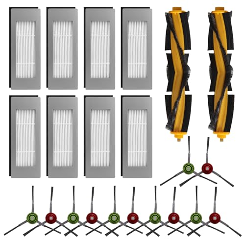 Bürste Filter Zubehör Ersatzteile Set, 2 Hauptbürste, 8 Filter, 12 Seitenbürsten Für T8 N8 Ozmo 950 920, Filter Bürste Ersatzteile Zubehör Set Zubehör Für Ecovacs Deebot N8, T8 Serie von Mitening