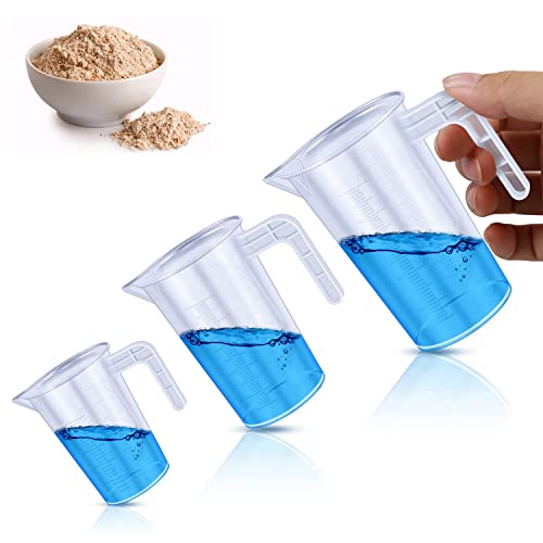 Mitening 3-Teiliges Messbecher Set Mit Griff - 50ml, 100ml, 250ml - Hitzebeständig, Präzisions-Messbecher für Waschmittel, Küche, Labor, Autopflege - Feine Skala, Lebensmittelecht (Transparent) von Mitening