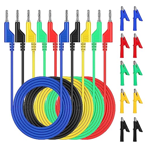 Messleitungen Multimeter, 5 Stück Bananenstecker Kabel 4mm Mit 10 Stück Krokodilklemmen, Multimeter Messleitungen Für Prüfspitzen Multimeter Spannungsprüfer Strommessgeräte Widerstandsmessgeräte von Mitening