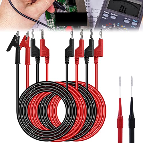 Bananenstecker Kabel Multimeter Messleitung Set: 6 Stück Bananenstecker Kabel Messleitung, 4mm Banana Test Kabel Mit Multimeter Prüfsonde Für Elektrische Oder Labor Elektrische (Rot und Schwarz) von Mitening