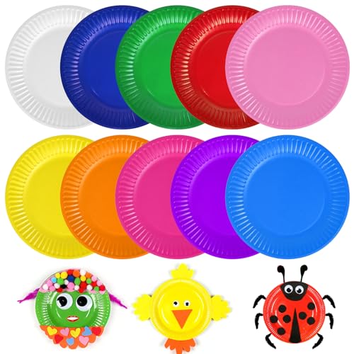 Party Pappteller, 100 Stück DIY Bunt Papptelle, Rund Teller Papierteller Partyteller Partyset Partygeschirr Pappteller Rund Pappteller Süße Party für Feste und Feiern wie Geburtstag oder Grillabend von Mitening