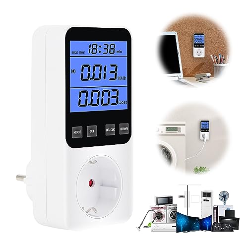 Stromzähler Für Steckdose, Stromverbrauchsmesser Steckdose Mit 14 überwachungsmodi Und überlastsicherung, 3680W Stromverbrauchsmesser Energiekostenmessgerät, Großes LCD Kwh Stromverbrauchsmesser von Mitening