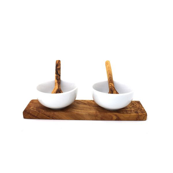 Mitienda Shop Dipschalen Set aus Porzellan & Holz 8,5 cm Mitienda Shop Dipschalen Set aus Porzellan & Holz 8,5 cm von Mitienda Shop