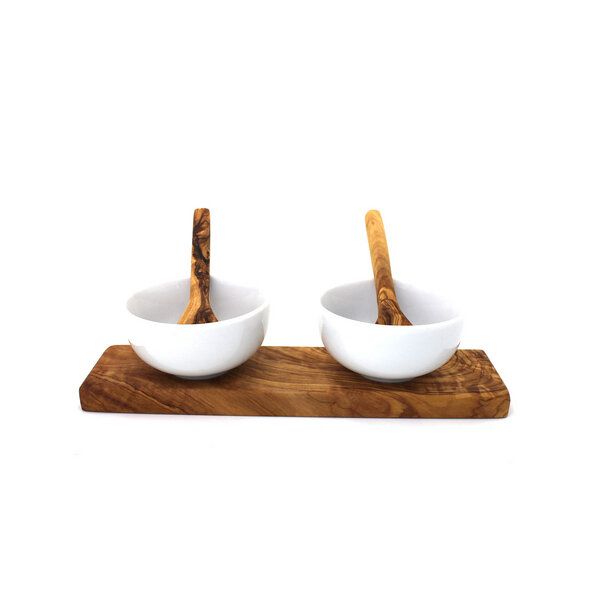 Mitienda Shop Dipschalen Set aus Porzellan & Holz 8,5 cm von Mitienda Shop