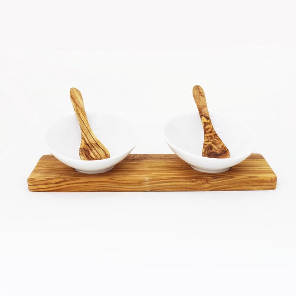 Mitienda Shop Dipschalen Set oval Porzellan & Holz 10cm von Mitienda Shop