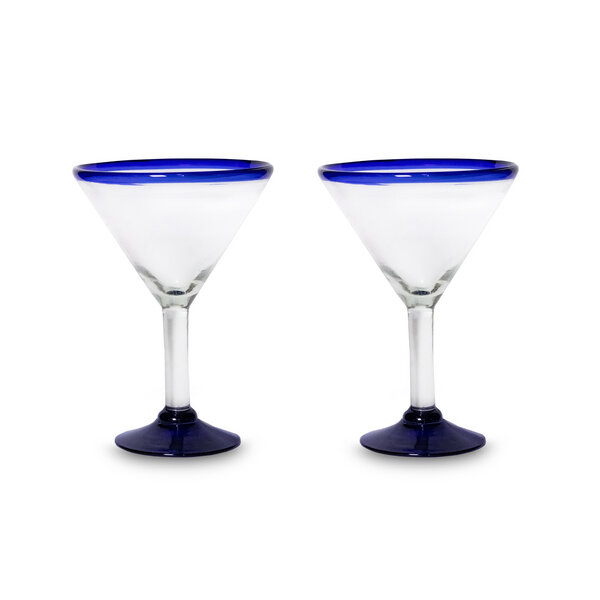 Mitienda Shop Martini Gläser aus Mexiko im 2er Set blauer Rand Traditional von Mitienda Shop