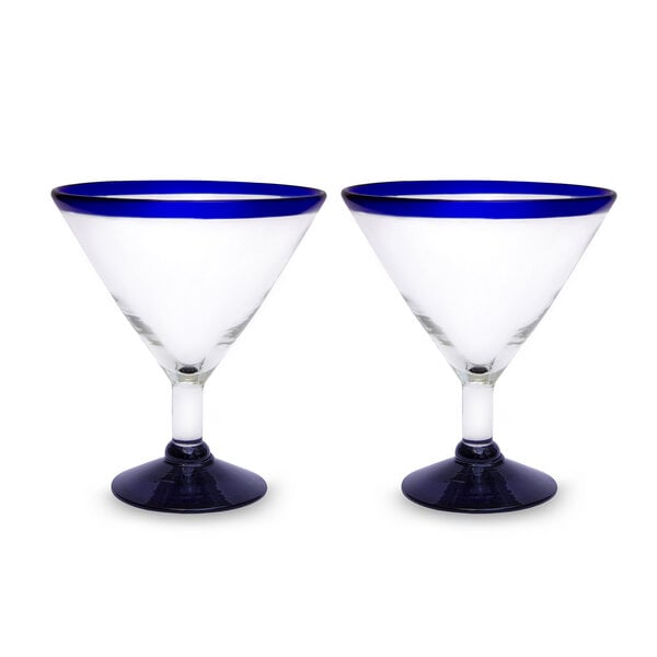 Mitienda Shop Martini Gläser aus Mexiko im 2er Set blauer Rand von Mitienda Shop