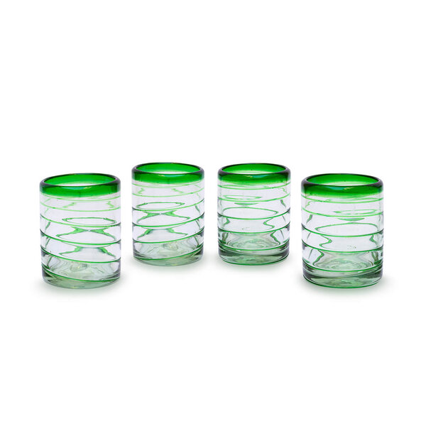 Mitienda Shop Mundgeblasene Gläser 4er Set spirale grün 450ml von Mitienda Shop