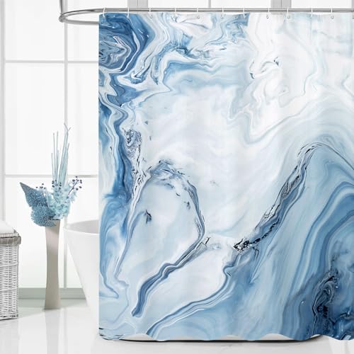 MitoVilla Blauer Marmor-Duschvorhang, moderner Ombré-Stoff, Duschvorhänge für Luxus-Badezimmer-Dekor, Abstrakter Aquarell-Duschvorhang, 183 x 183 cm MitoVilla Blauer Marmor-Duschvorhang, moderner Ombré-Stoff, Duschvorhänge für Luxus-Badezimmer-Dekor, Abstrakter Aquarell-Duschvorhang, 183 x 183 cm von MitoVilla