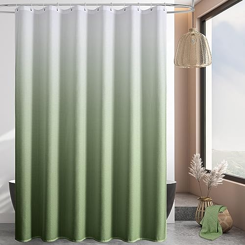 MitoVilla Extra langer Duschvorhang, 183,4 x 213,4 cm, Salbeigrün Ombre, 213,4 cm, XL-Waffelgewebe, strukturiert, 180 g/m², beschwerter Duschvorhang 213,4 cm von MitoVilla