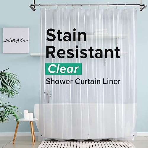 MitoVilla Transparente Duschvorhang-Auskleidung, einfache Kunststoff-Duschvorhänge für moderne neutrale Hotel-Badezimmerdekoration, wasserdichte Badezimmer-Duschauskleidung, 182.9 cm Bx182.9 cm H von MitoVilla