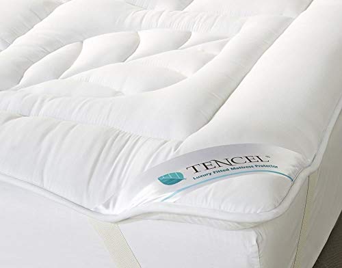 MITRE Luxus Tencel Matratzenauflage Polyester Microfaser-Bezug Gesteppt weiß, Metric Single. 100(W) x 200(L) cm von Mitre Linen